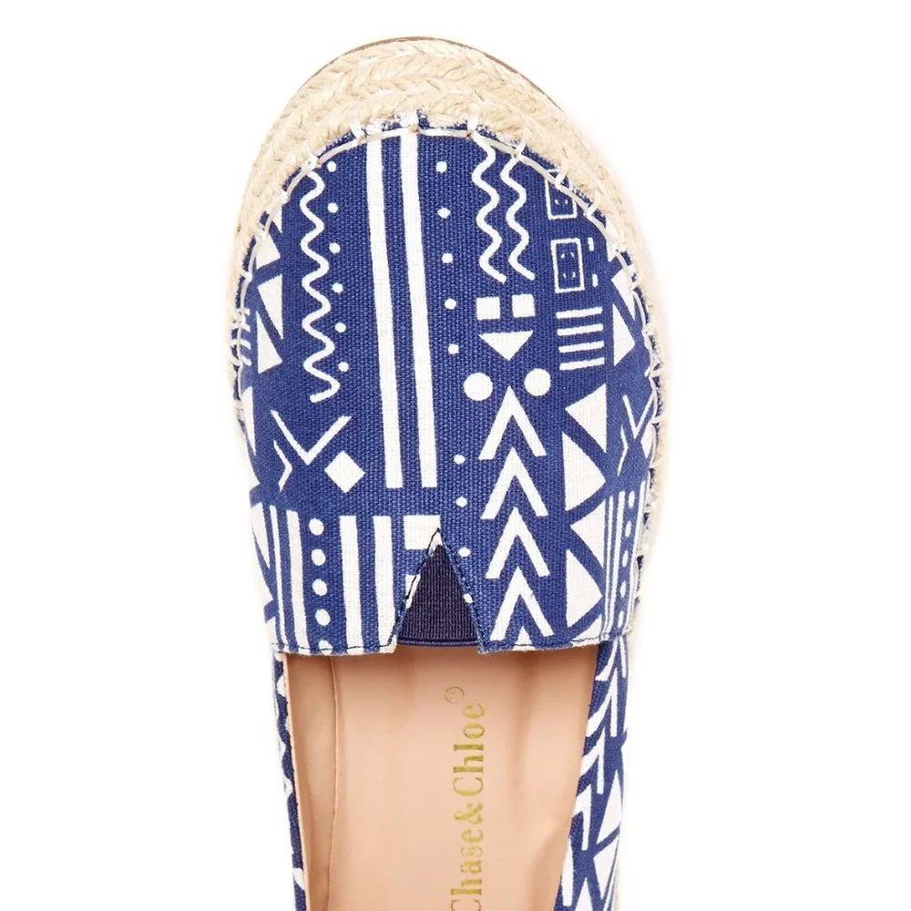 Chase & Chloe New Espadrilles Jute Platform Flats Slip-On NIB Women's 8